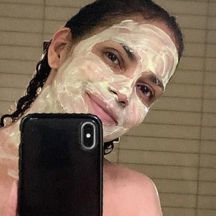 Halle Berry selfie with a homemade mask