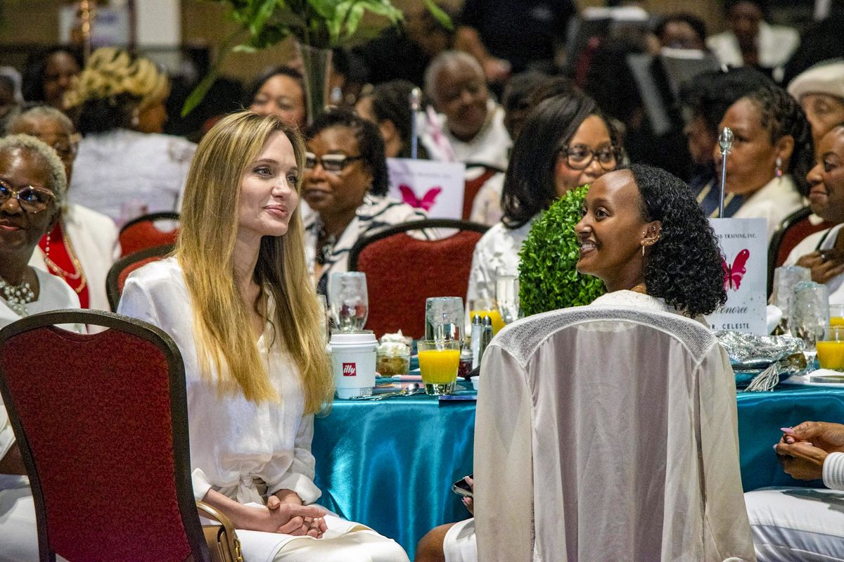 Jolie looked proud as she watched her daughter speak up for an important cause