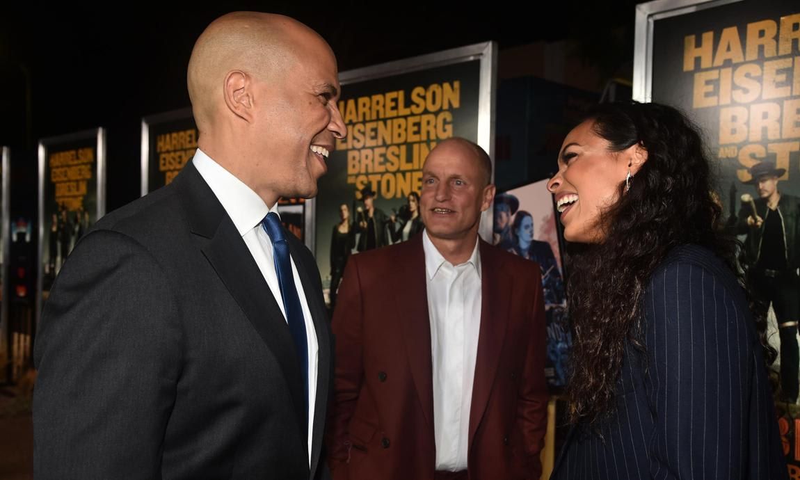 Rosario Dawson, Cory Booker and Woody Harrelson