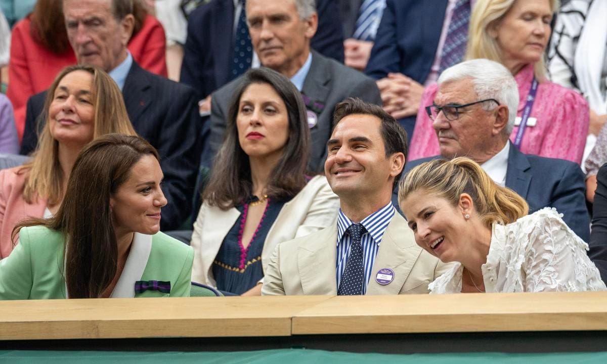 The trio were pictured sharing a laugh in the royal box.
