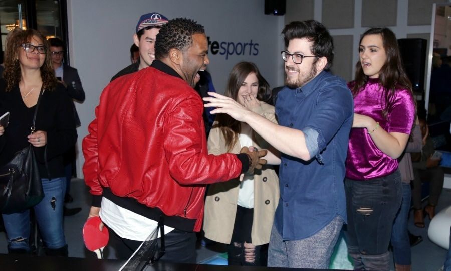 February 4: Anthony Anderson and Christopher Mintz-Plasse hugged it out after a friendly game of ping pong at the Turner Ignite Sports Luxury Lounge in Houston.
Photo: Jerritt Clark/Getty Images for Turner Ignite Sports