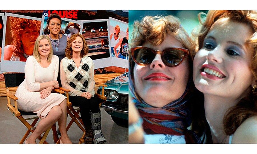 <b>Thelma and Louise</b>
Twenty-five years after the release of Ridley Scott's <i>Thelma and Louise</i>, actresses Geena Davis and Susan Sarandon reunited behind the wheel of their infamous 1966 Ford Thunderbird Convertible, during an appearance on <i>Good Morning America</i>.
Photos: Getty Images