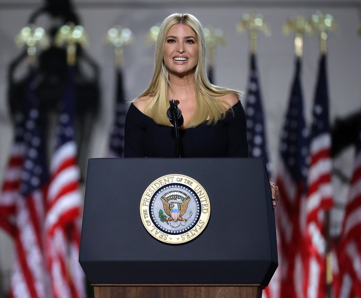 Ivanka Trump addresses attendees as Trump prepares to deliver his acceptance speech in 2020