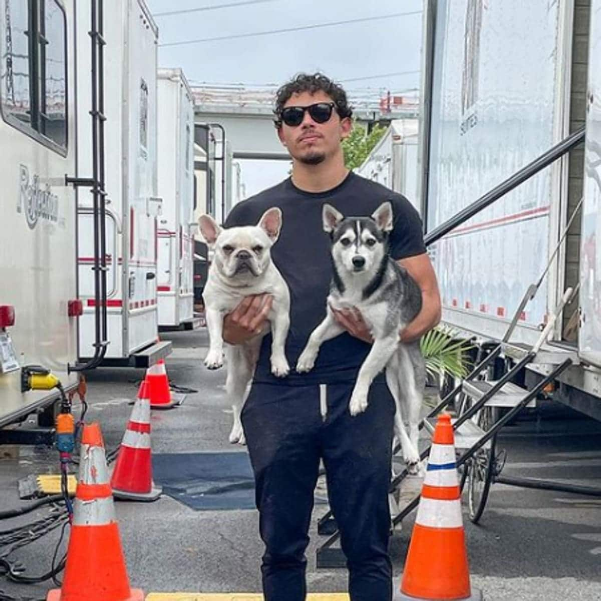 Anthony Ramos and his dogs