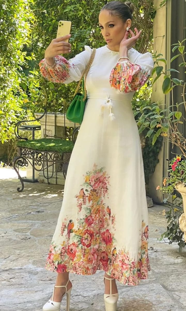 Jennifer Lopez wears white floral dress for Easter Sunday