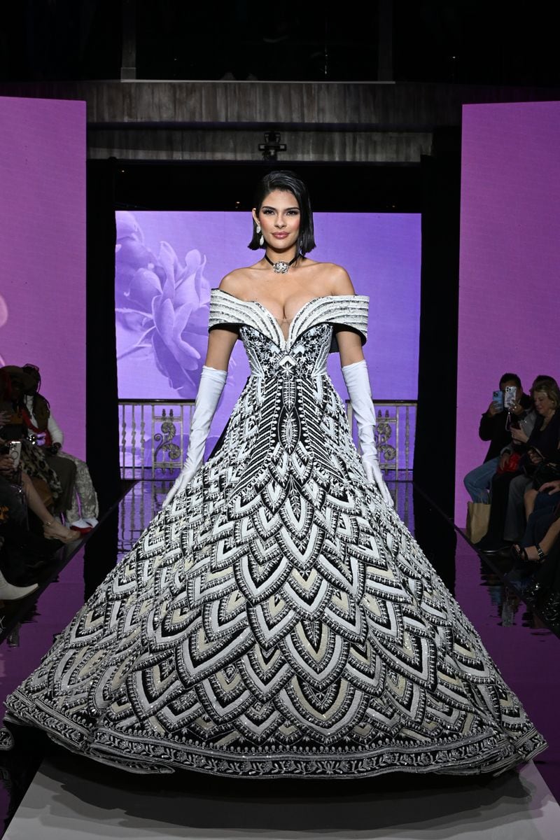 Sheynnis Palacios walks the runway wearing Rian Fernandez during 