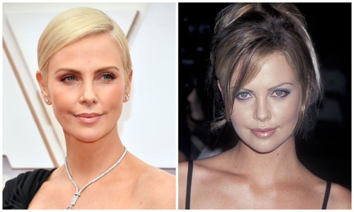 Charlize Theron currently wearing short blond hair; she used to wear her natural light brown color