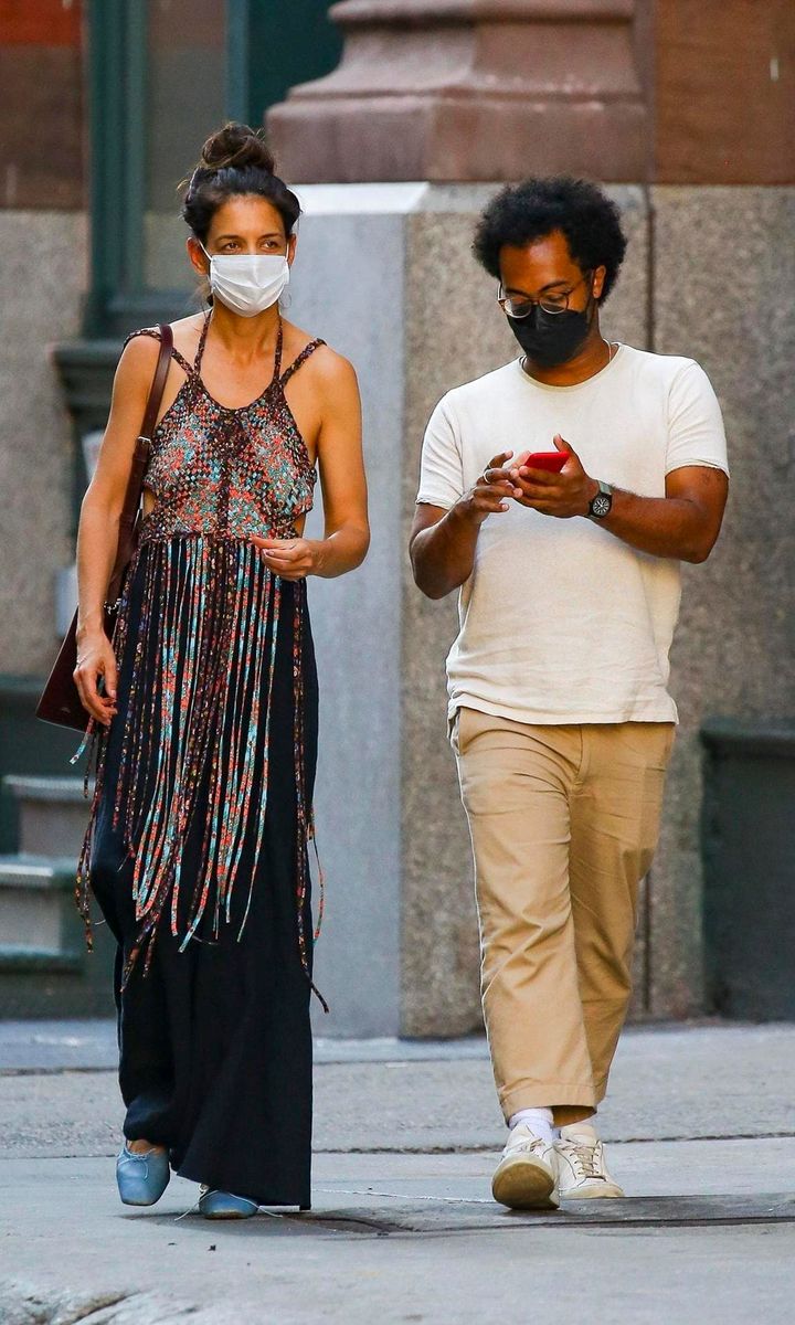 Katie Holmes looks bohemian chic while on a date with her boyfriend Bobby Wooten III