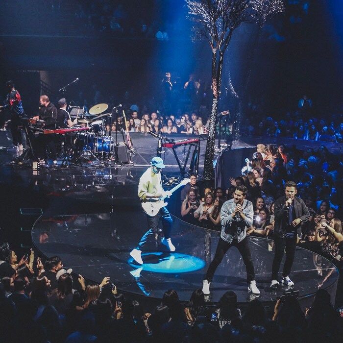 The Shadowboxers are very much visible as they have been on the road with Justin Timberlake during his <i>Man of the Woods</i> tour. "To say this is the best tour we've ever done is a huge understatement," the group that consists of Adam Hoffman; Matt Lipkins; Scott Tyler; Cole McSween; Carlos Enamorado told HELLO! after their L.A. Forum performance. "To be opening for one of the greatest entertainers of all time is a lot of pressure, but it has forced us to really up our game and approach our show from a completely new perspective. JT fans across the country have been really digging what we do, and it's so gratifying to see the response every night. The whole thing is just too cool."
Photo: The Shadowboxers/Matthew Ryan Schwartz