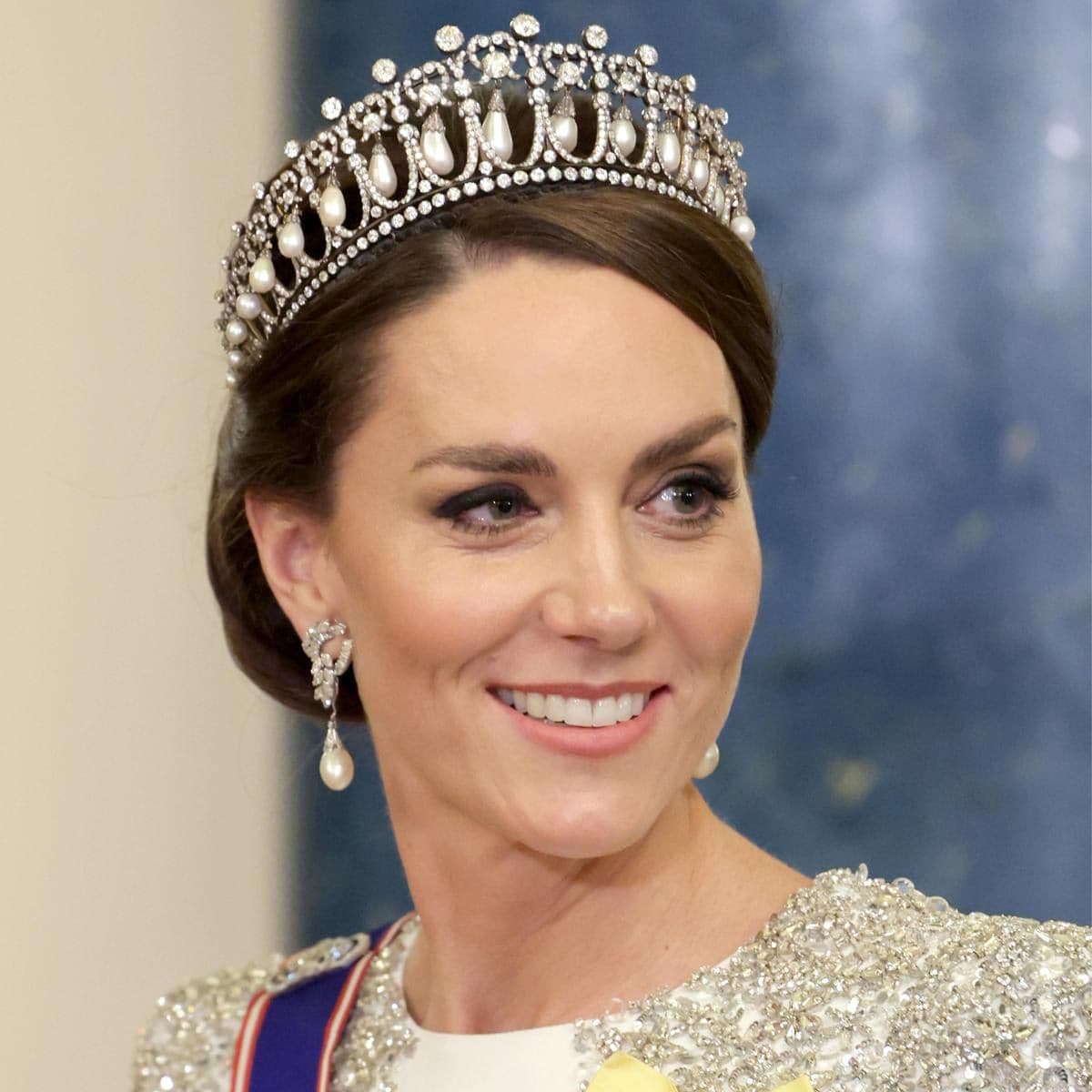 Catherine (pictured on November 22, 2022) stepped out wearing the Lover's Knot tiara for the first time in 2015. It has since become a go-to for the Princess. According to The Court Jeweller, Queen Elizabeth inherited the tiara, which was created in 1913, after Queen Mary's death.