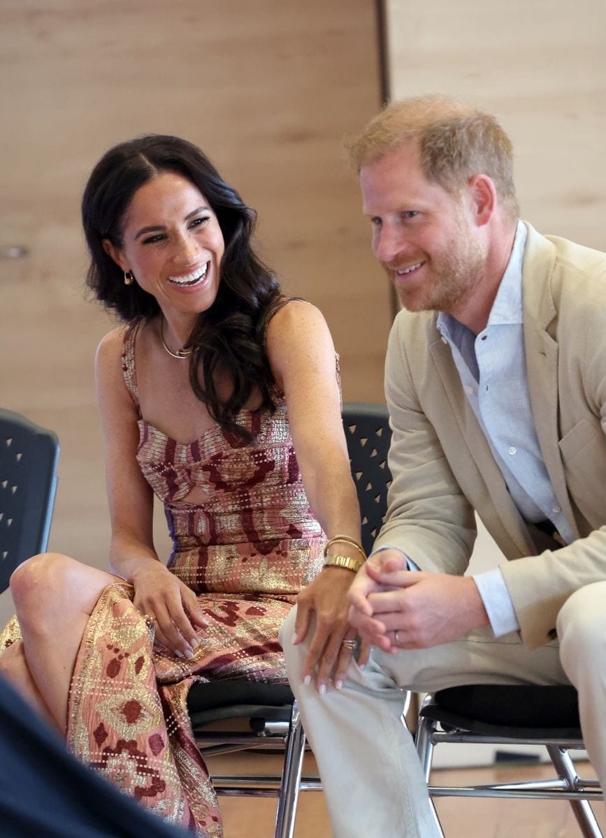 BOGOTA, COLOMBIA - AUGUST 15: Meghan, Duchess of Sussex and Prince Harry, Duke of Sussex are seen at Centro Nacional de las Artes Delia Zapata during The Duke and Duchess of Sussex's Colombia Visit on August 15, 2024 in Bogota, Colombia. (Photo by Eric Charbonneau/Archewell Foundation via Getty Images)