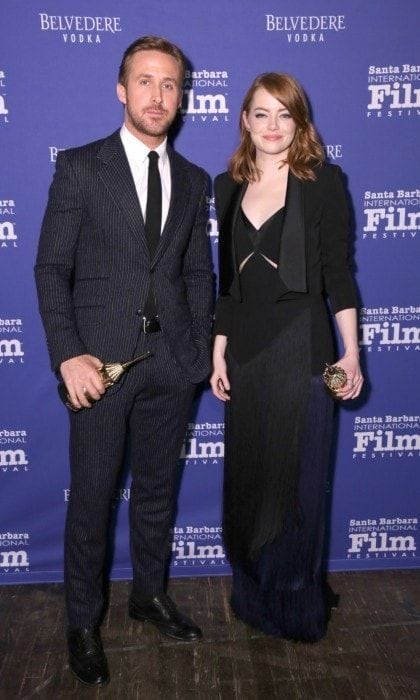 February 3: Hollywood glamour! Ryan Gosling and Emma Stone were honored with the Outstanding Performers of the Year Award at the 32nd Santa Barbara International Film Festival at the Arlington Theater in Santa Barbara, California. The <i>La La Land stars</i> looked elegant as they posed with their awards, Ryan sporting a dapper pinstripe suit and Emma wowing in a fringed dress.
Photo: Rebecca Sapp/Getty Images