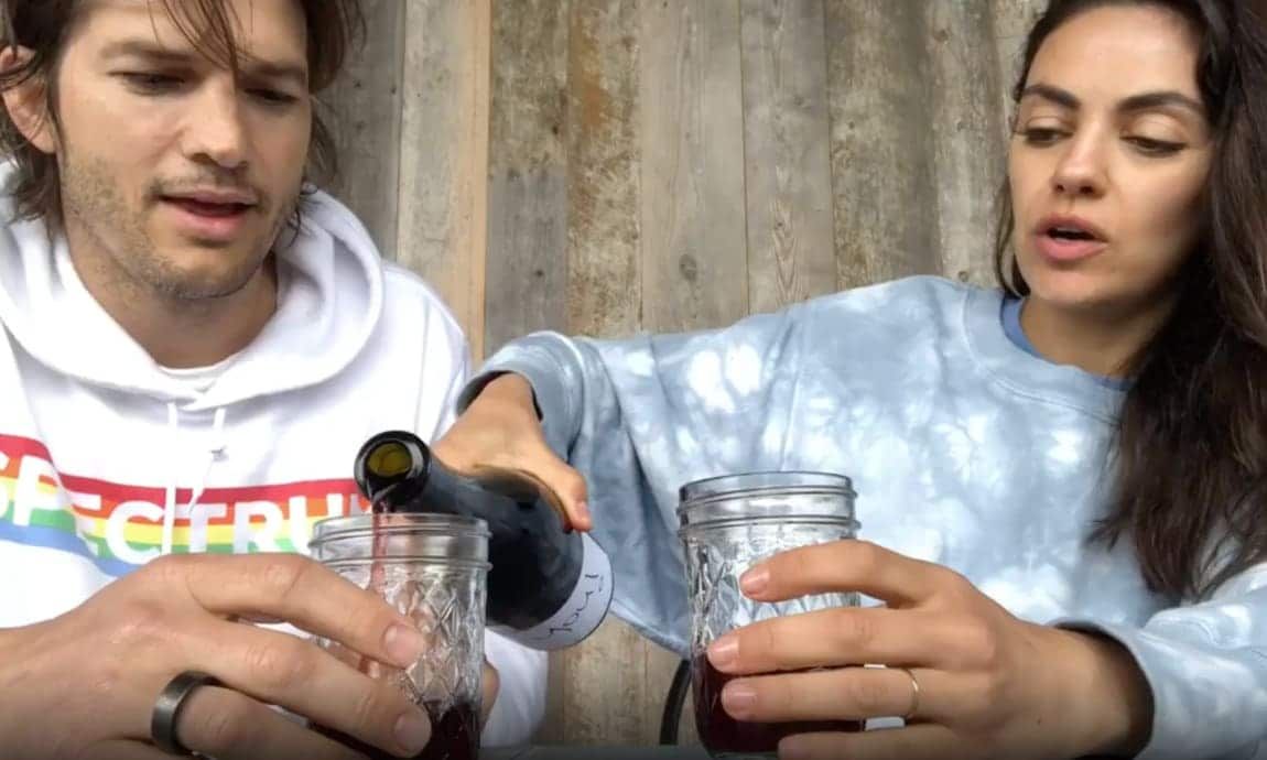 Ashton Kutcher and Mila Kunis quarantine wine