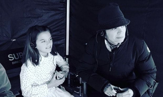 Katie shared a photo of her daughter Suri sitting in a director's chair on set.
<br>
Photo: Instagram.com/katieholmes212