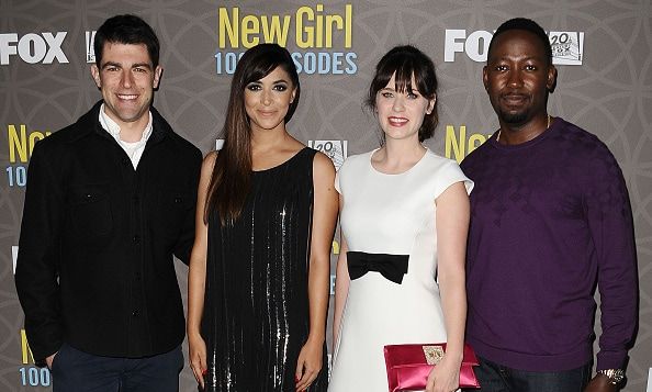 March 2: One hundred never looked so good! The cast of <i>The New Girl</i>,Hannah Simone, Max Greenfield, Zooey Deschanel and Lamorne Morris celebrated the series milestone at STK in L.A.
<br>
Photo: FilmMagic