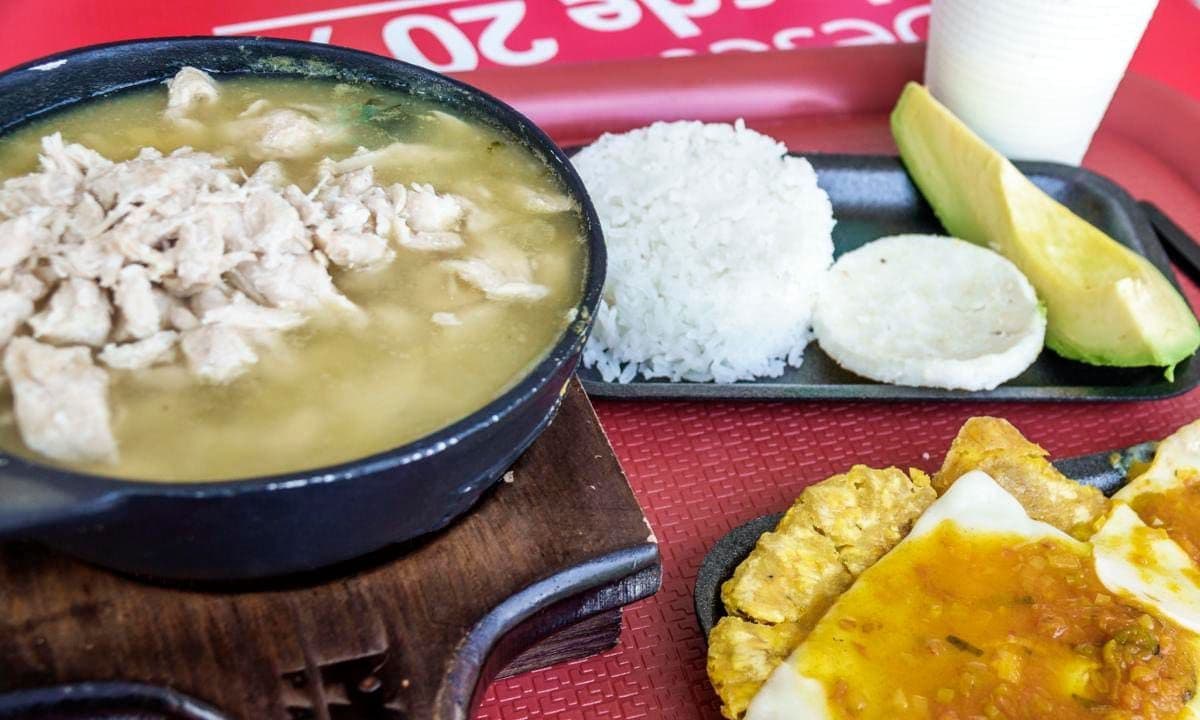 Bogota, Colombia, Ciudad Salitre, Salitre Plaza Centro Commercial shopping mall, food court, ajiaco traditional chicken soup avocado rice patacones fried green plantains