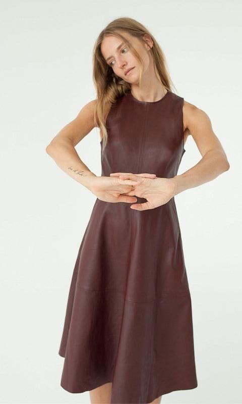 leather dress burgundy Remain