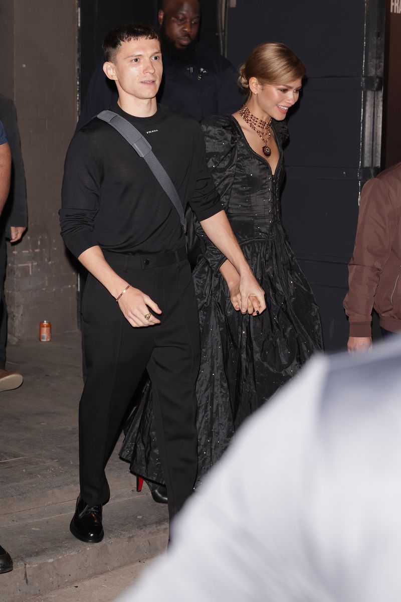  Tom Holland and Zendaya are seen leaving The Duke of York's Theatre after a 'Romeo and Juliet' press night 