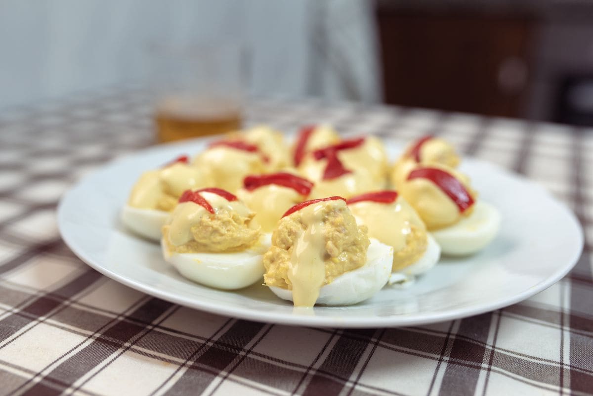 Cranberry and Goat Cheese Deviled Eggs