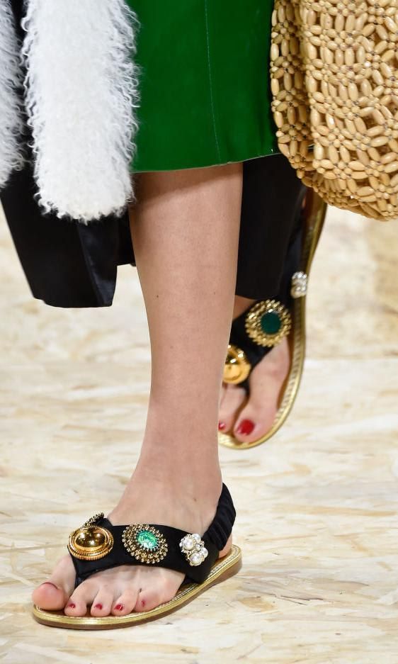 Miu Miu flat sandals with jewel embellishments