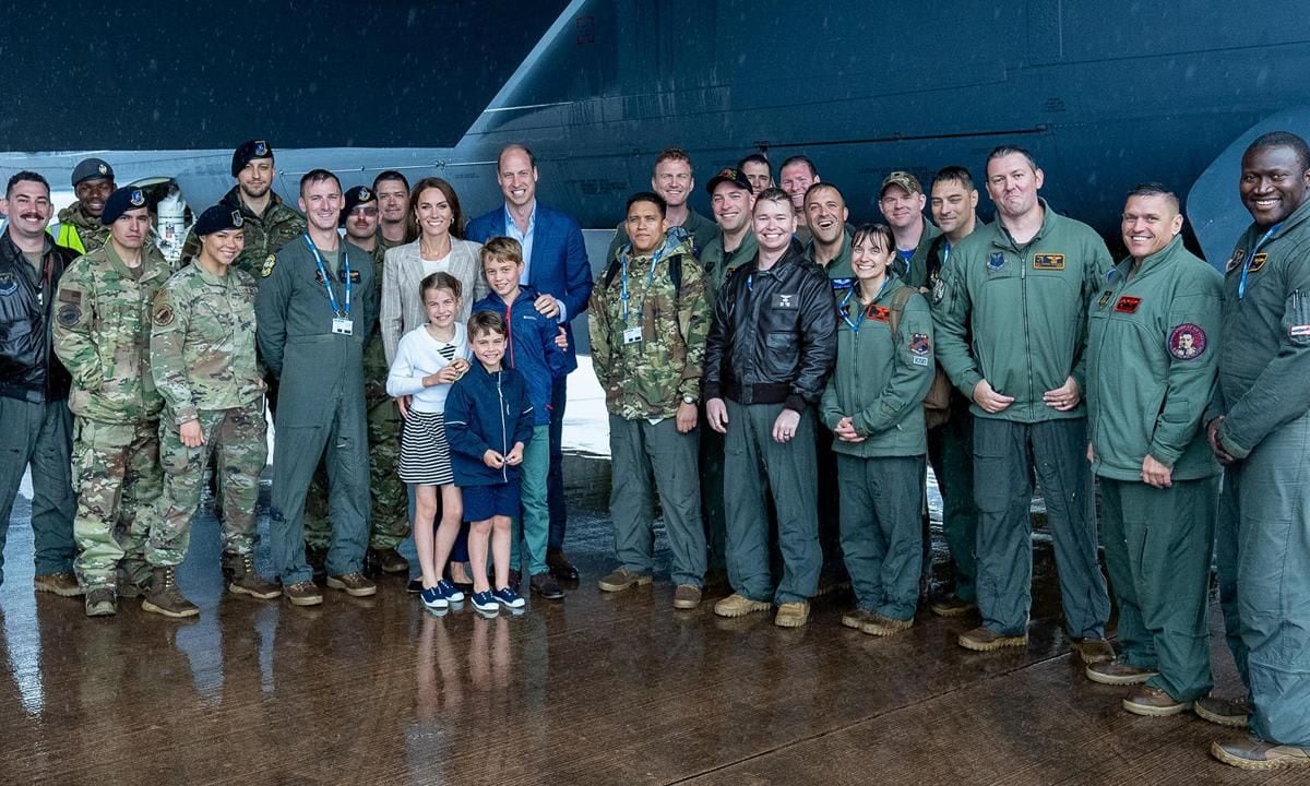 "We were thrilled to welcome The Prince and Princess of Wales, accompanied by Prince George, Princess Charlotte and Prince Louis to #RIAT23 this afternoon!" the Royal International Air Tattoo tweeted. "The family enjoyed meeting crews and young members of the public in our TechnoZone."