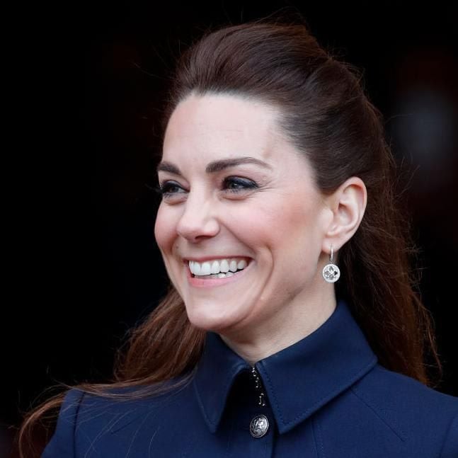 Kate Middleton with small silver earrings