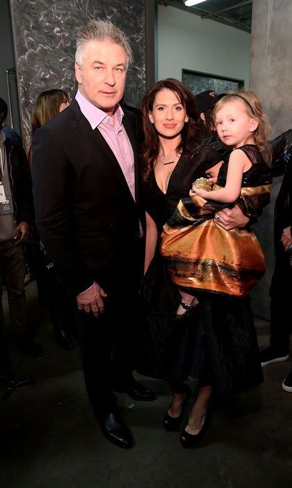 Alec Baldwin, Hilaria Thomas Baldwin and Carmen Baldwin made a fashionable trio backstage at Carmen Marc Valvo during New York Fashion Week.
Photo: Robin Marchant/Getty Images<br><br>For more on celebrity children follow Hello! US on <a href="https://www.pinterest.com/hellomagus/celebrity-babies-kids/">Pinterest</a>