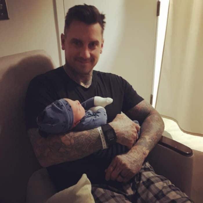 Pink and Carey Hart's baby boy just made his adorable debut in the world and on social media. The singer and the professional BMX star welcomed their second child Jameson Moon Hart on December 26 and showed off their bundle a couple days later.
"I love my baby daddy," Pink captioned the photo of the sleeping baby wrapped up in his daddy's arms in a blue outfit. Jameson joins big sister Willow.
Photo: Instagram/@hartluck