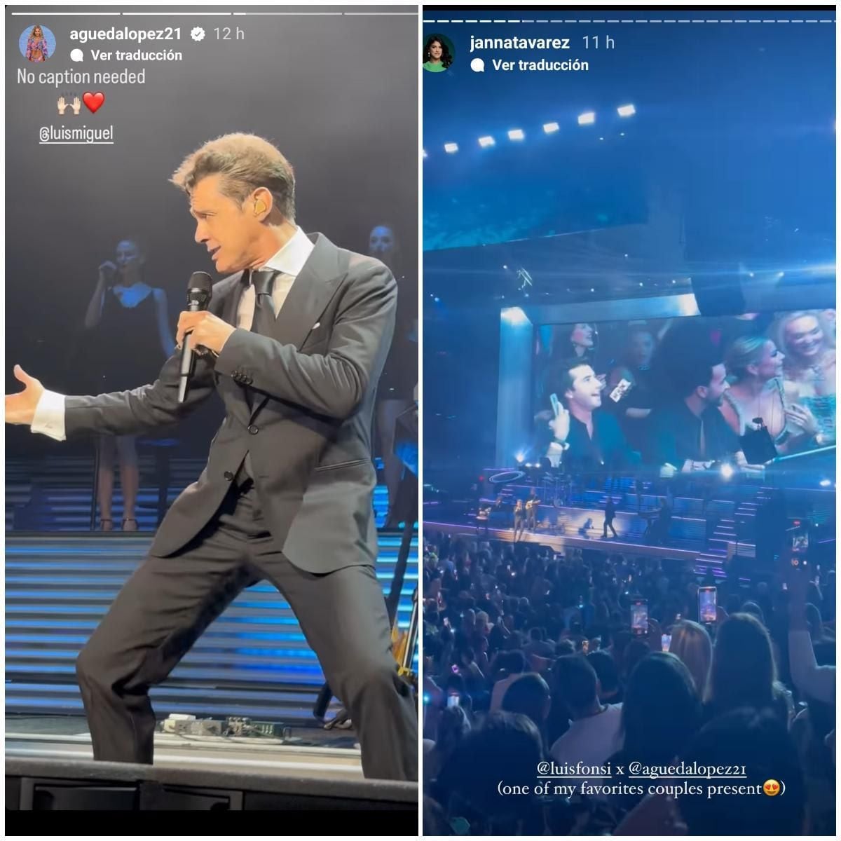 Luis Fonsi y Águeda López en el concierto de Luis Miguel