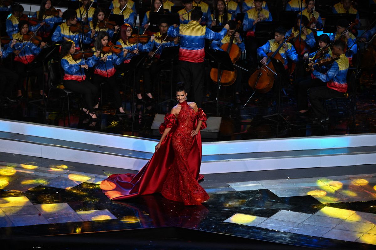 Ileana Marquez of Amazonas state walks in a gala dress during Miss Venezuela beauty pageant in Caracas on December 7, 2023. (Photo by Federico PARRA / AFP) (Photo by FEDERICO PARRA/AFP via Getty Images)