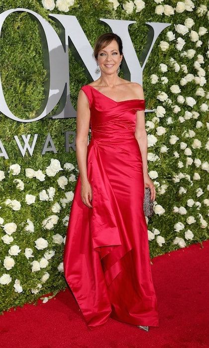 June 11: Allison Janney in an off-the-shoulder red silk creation by Cristina Ottaviano.
Photo: Getty Images