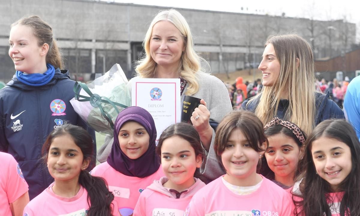 Crown Princess Mette-Marit Attends "Pink Shoe Day" In Oslo