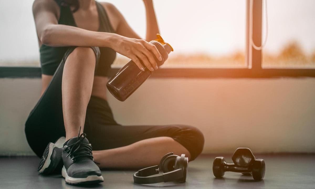 Woman taking a break from exercising