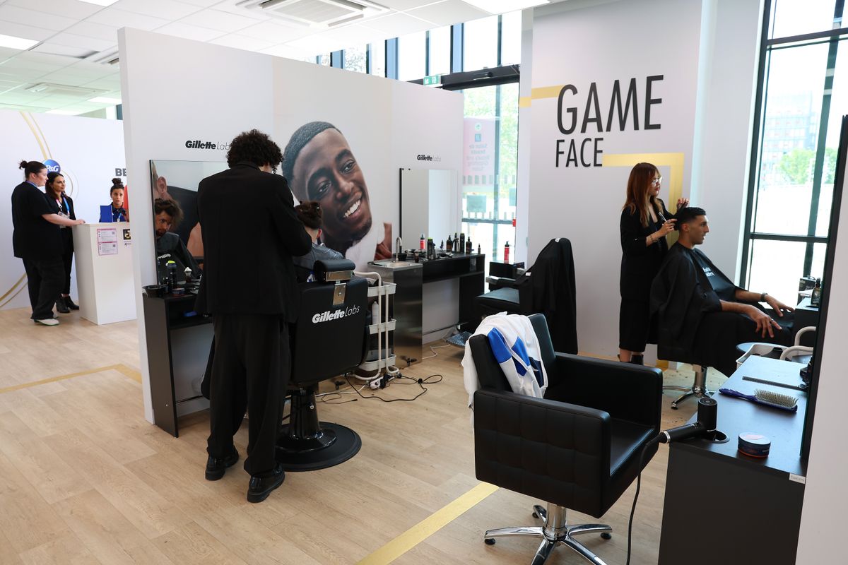 Athletes receive hair cuts at the hairdresser's inside the Olympic Village during previews ahead of the Paris 2024 Olympic Games on July 24, 2024 in Paris, France. (Photo by Richard Pelham/Getty Images)