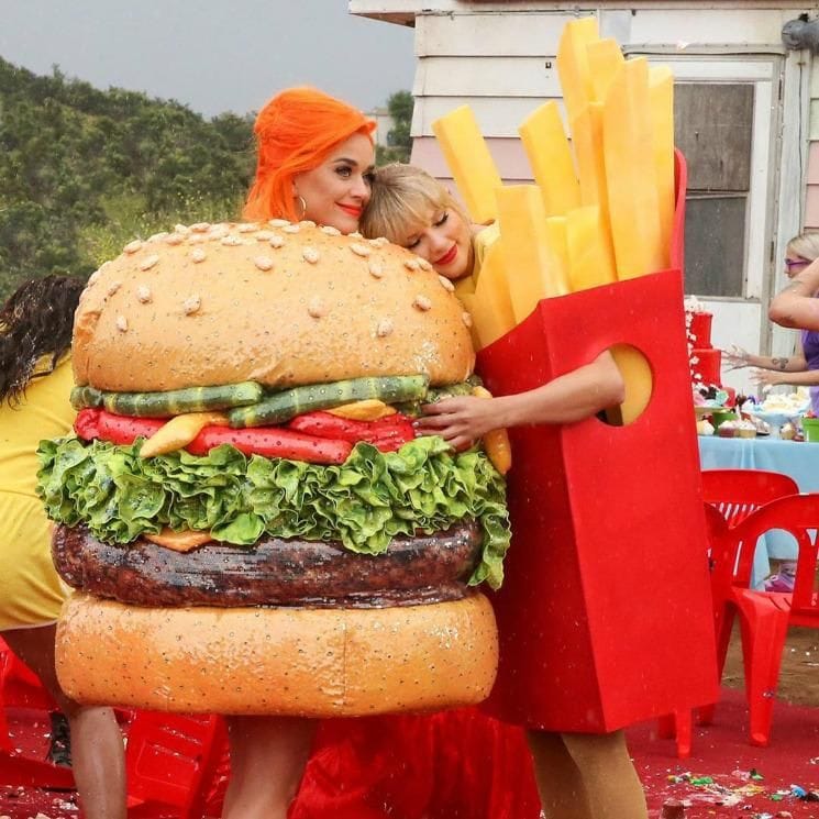 Taylor Swift and Katy Perry burger and fries