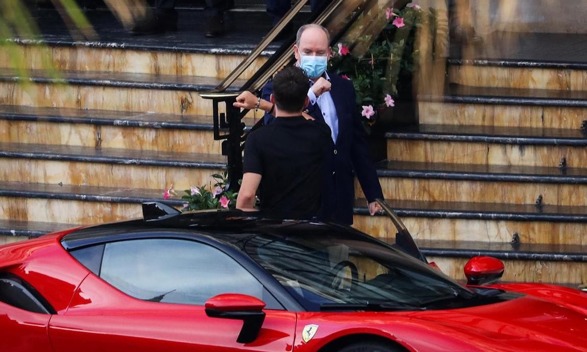 Prince Albert also sported a mask on the set of the short film