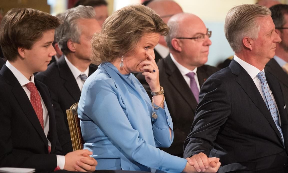 Prince Gabriel, Queen Mathilde of Belgium and King Philippe