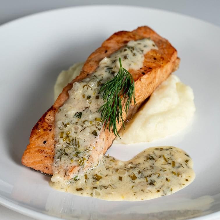 HOLA! USA's recipe for Pan Seared Salmon w/ Lemon Herb Butter Sauce