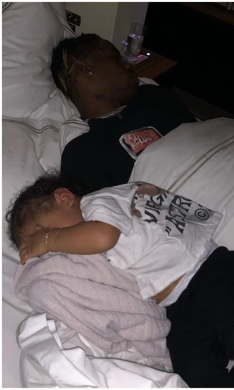 Stormi and her dad Travis Scott even sleep the same way