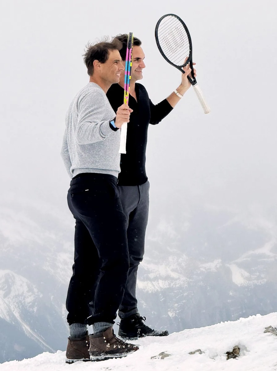 Roger Federer and Rafael Nadal pose in Italy's Dolomites mountain for new luxury campaign