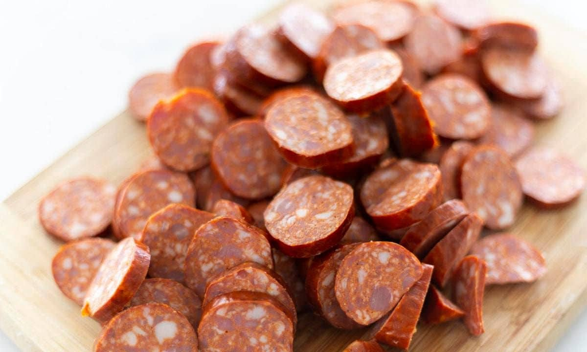 Sliced Chorizo ready to be cooked.