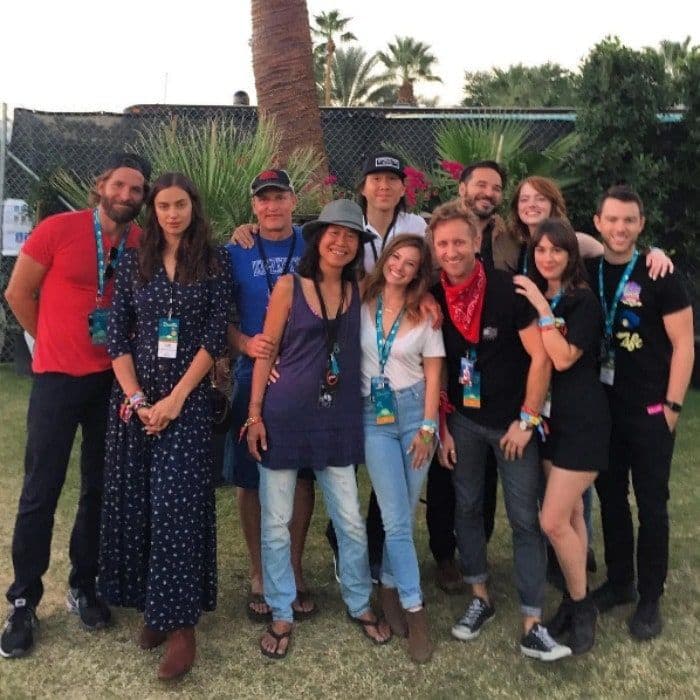 October 15: All star desert trip! Bradley Cooper, Irina Shayk, Woody Harrelson and Emma Stone posed for a photo with friends during the Desert Trip festival in Indio, California.
Photo: Instagram/@suglyn