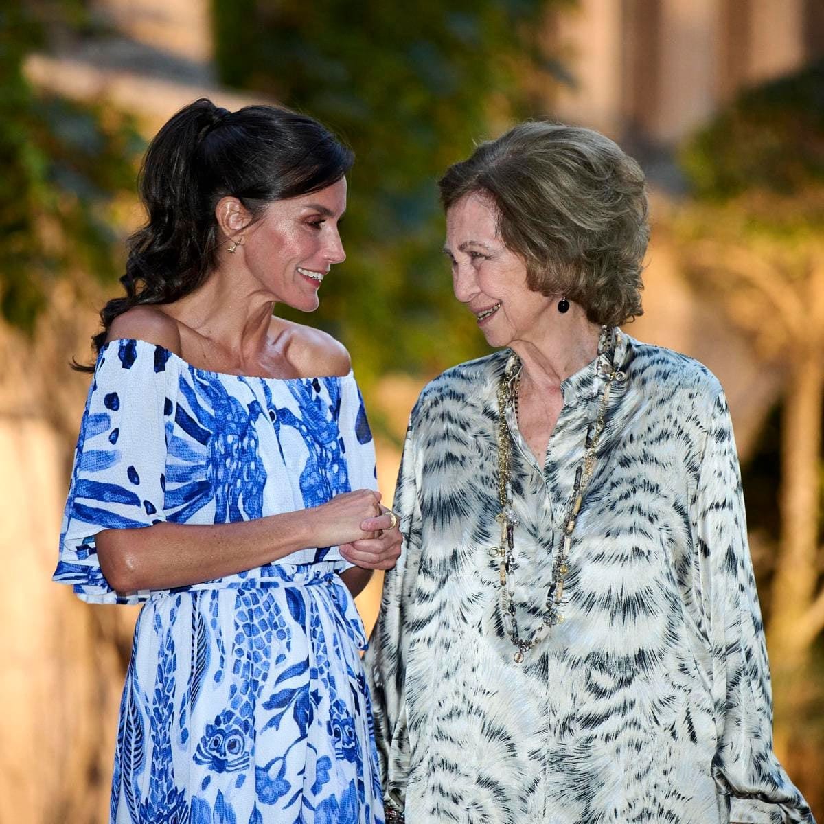 Letizia was pictured sharing a sweet moment with her mother in law Queen Sofia