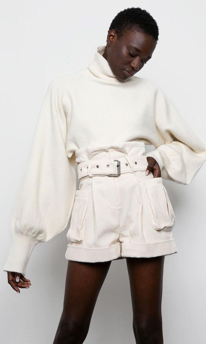 Cream Corduroy Paperbag Shorts from Frankie