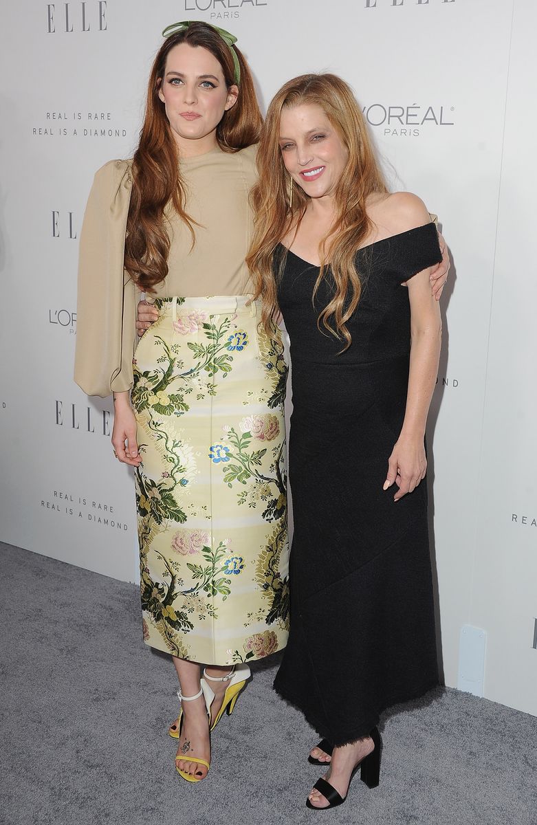 Riley Keough and Lisa Marie Presley arrive at ELLE's 24th Annual Women in Hollywood Celebration at Four Seasons Hotel Los Angeles at Beverly Hills on October 16, 2017, in Los Angeles, California.  (Photo by Jon Kopaloff/FilmMagic)