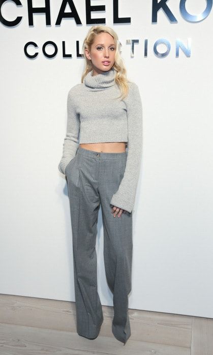 The Princess kept cozy in a cropped grey turtleneck sweater, which she paired with matching trousers, for the Michael Kors show during Fall 2016 NYFW.
<br>
Photo: Rob Kim/WireImage