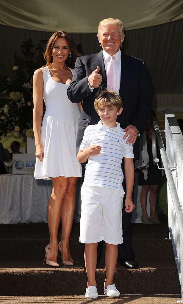 Discussing her husband in 2011, Melania told HELLO!, "I have two children in the house one big boy, Donald, and one small, Barron! They love to play golf and eat popcorn."
<br>
Photo: Getty Images