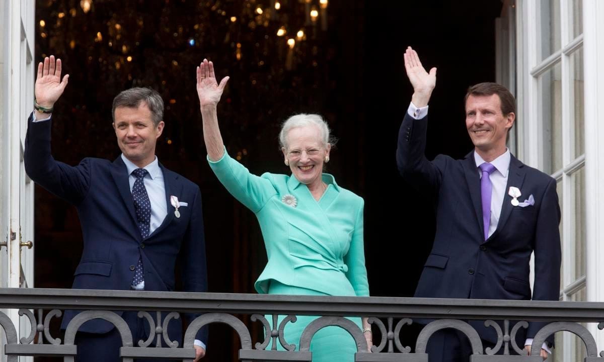 “For me, it has been important that it should not be Frederik’s lot to make such a decision,” the Queen (pictured with Frederik, left, and Joachim, right) said