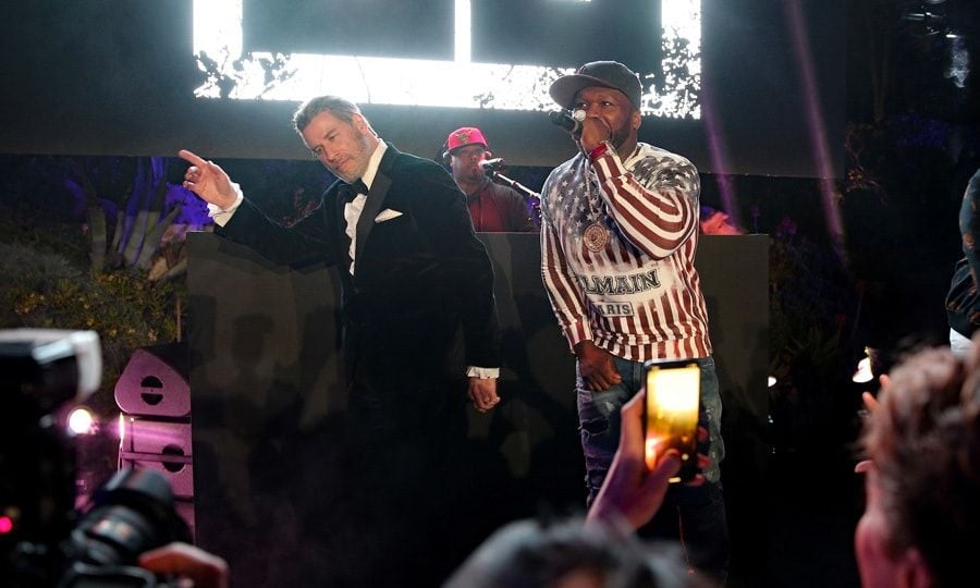 John Travolta broke out some of his iconic dance moves onstage during Curtis '50 Cent' Jackson's performance at the celebration in honor of the <i>Gotti actor's inaugural Variety Cinema Icon Award.
Photo: Getty Images