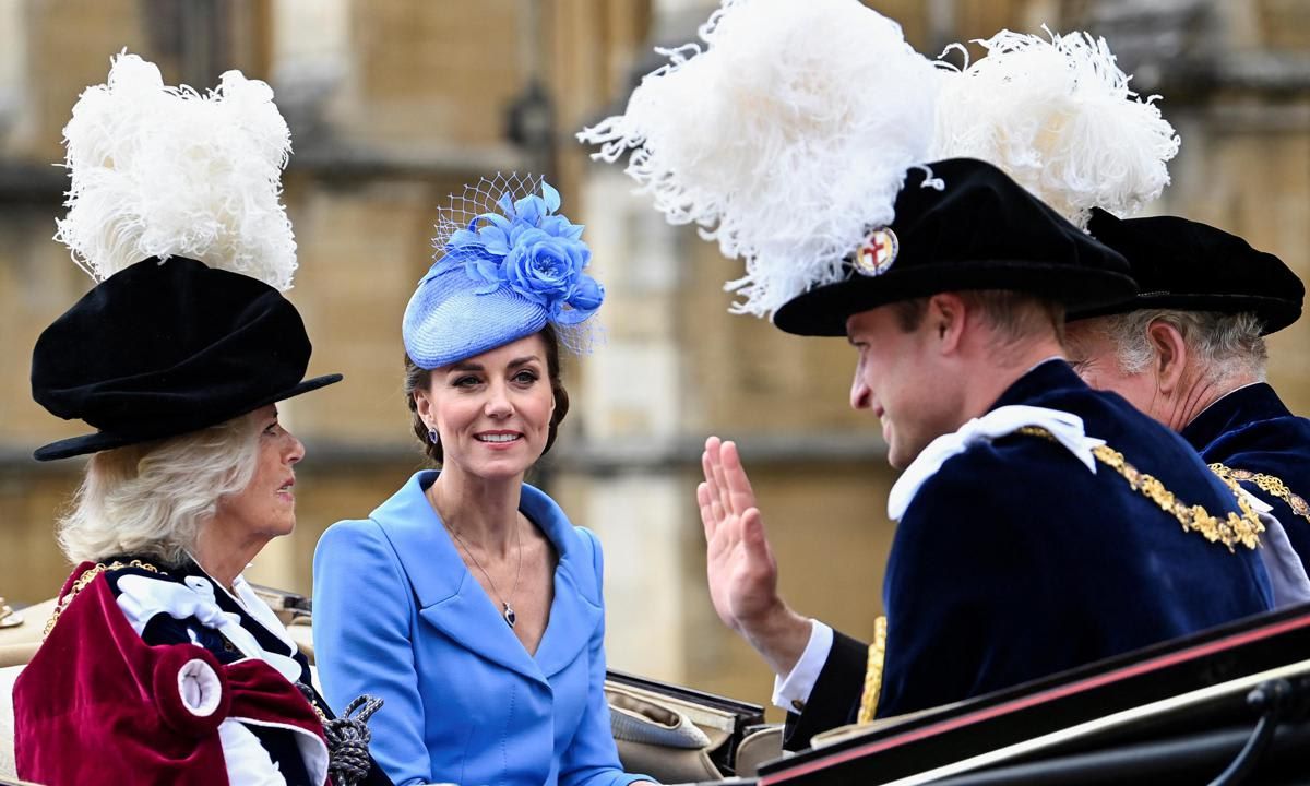 The Duchess of Cambridge rode in a carriage with Prince William, Prince Charles and the Duchess of Cornwall.